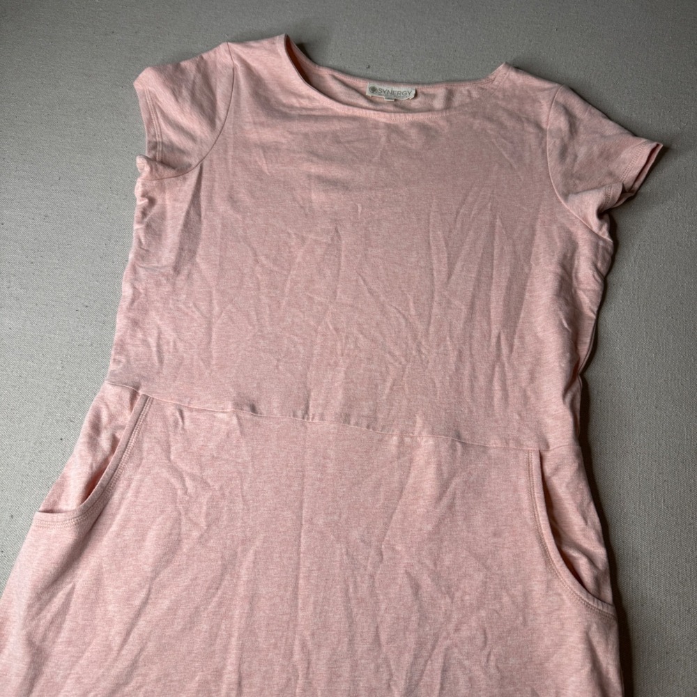 Synergy Organic Clothing Pink Heathered Short Sleeve Pocket T-Shirt Dress XL
